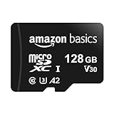 Amazon Basics – MicroSDXC-Speicherkarte, 128 GB, mit SD-Adapter, A2, U3, 100 MB/s max. Lesegeschwindigkeit, Schwarz