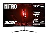 Acer Nitro ED320QRS3 Gaming Monitor 31,5 Zoll (80 cm Bildschirm) Full HD, 165Hz, 5ms (GTG), 2xHDMI 2.0, DP 1.4, Curved, DP/HDMI FreeSync Premium, Schwarz