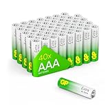 GP Extra Alkaline Batterien AAA Longlife | Micro Batterien LR03 1,5V | Pack mit 40 Stück AAA Batterien (briefkasten-geeignete Verpackung) | leistungsstark mit Neuer G-TECH-Technologie