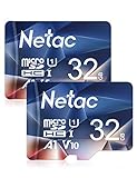 Netac 2er-Pack 32G Speicherkarte，Micro SD Karte(A1, U1, C10, V10, FHD, 600X), TF Memory Card UHS-I bis zu 90/10 MB/s(R/W) für Kameras, Dashcam, Switch und Smartphones