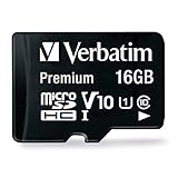 Verbatim Premium Micro SDHC Speicherkarte mit Adapter, 16 GB, Datenspeicher für Foto- und Video-Aufnahmen, Micro SD Karte in schwarz, ideal für Handy, Kamera oder Tablet