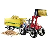 PLAYMOBIL Country 70131 Farm Tractor with Feed Trailer, with Mobile Front Loader, Toys for Children Ages 4+