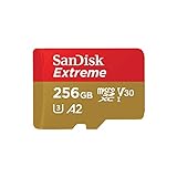 SanDisk Extreme microSDXC UHS-I Speicherkarte 256 GB + Adapter (Für Smartphones, Actionkameras und Drohnen, A2, C10, V30, U3, 190 MB/s Übertragung, RescuePRO Deluxe