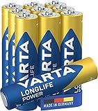 VARTA Batterien AAA, 10 Stück, Longlife Power, Alkaline, 1,5V, ideal für Spielzeug, Funkmaus, Taschenlampen, Made in Germany
