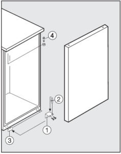 Abbildung aus der Bedienungsanleitung: wie wechselt man den Türanschlag eines Miele Mini-Gefrierschranks