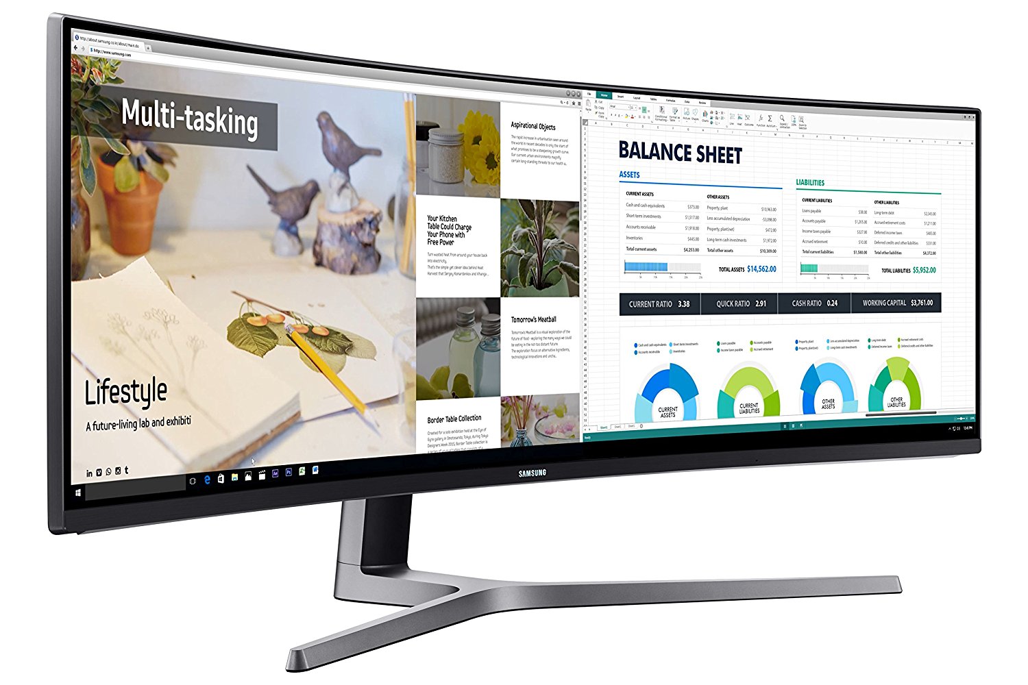 Samsung LC49HG90DMUXEN LED Monitor Test Multitasking