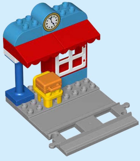 Lego 10874 - der Bahnhof ist mit den Schienen verbunden